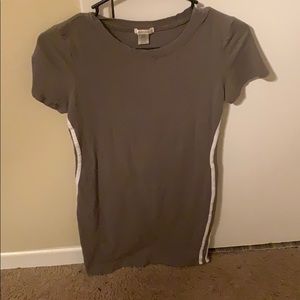 Olive green shirt dress with white stripes( large)
